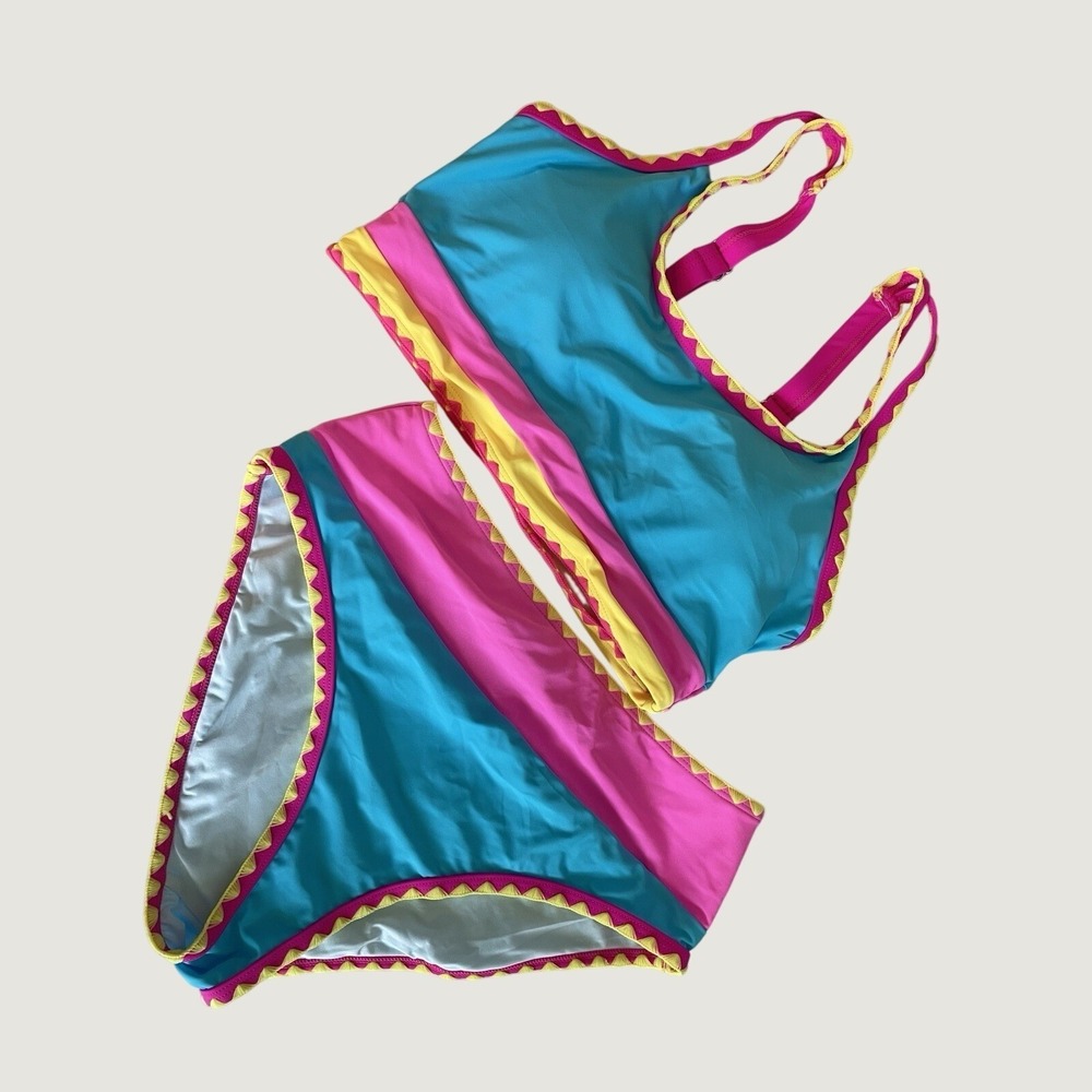 Popvil High Waisted Bikini Set W/skirt Size M NEW No Panty Shield